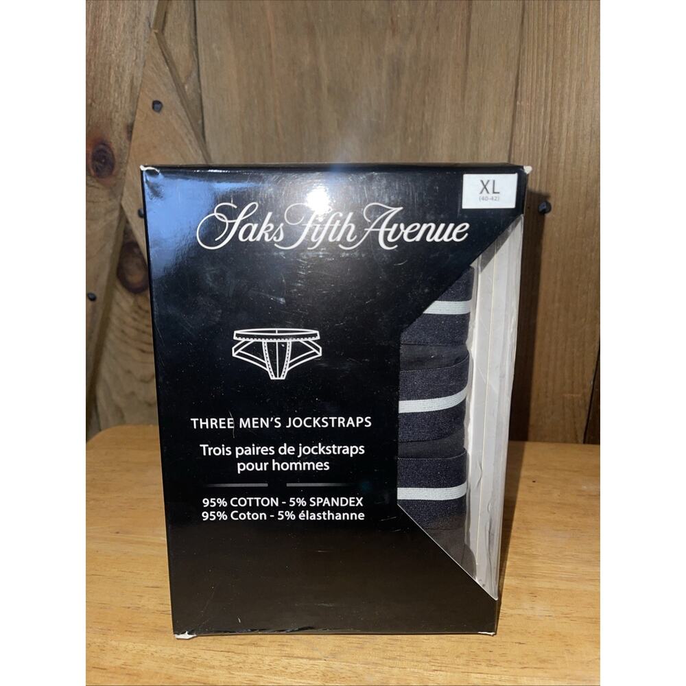 Saks fifth avenue three men's JOCKSTRAPS, Size large Black NIB 40-42